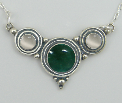Sterling Silver Necklace Fluorite And White Moonstone